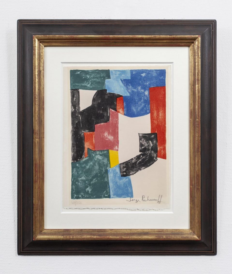 Serge Poliakoff, Composition noire, bleue et rouge, 1962 · Gallery Ludorff