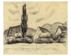 August Macke, Häuser mit Pappel bei Kandern