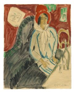Ernst Ludwig Kirchner, Sitzende Frau mit einem Hut in einem Restaurant