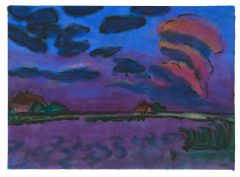 Emil Nolde, Abendliche Marschlandschaft am Ruttebüller See