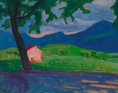 Gabriele Münter, Vom Griesbräukeller. Wiese, Scheune, Berge
