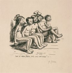 Heinrich Zille, Fünf Kinder auf einer Bank