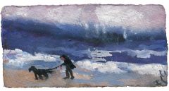 Klaus Fußmann, Mann mit Hund vor Meer