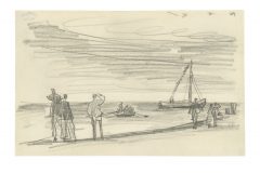 Lyonel Feininger, Figures on the Beach and Row and Sailing Boats on the Baltic Sea