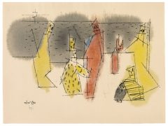 Lyonel Feininger, Untitled (Six Figures and One Owl)