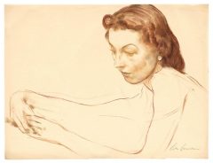 Lotte Laserstein, Damenporträt mit vorgestreckten Armen, Dreiviertelprofil nach links