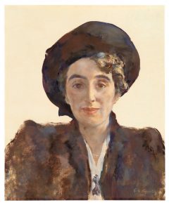 Lotte Laserstein, Porträt einer Dame mit Hut und Pelzmantel