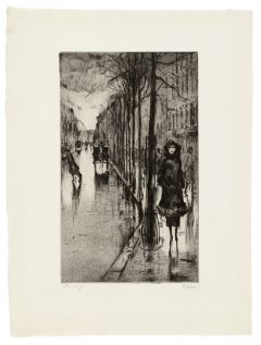 Lesser Ury, Spaziergänger im Regen