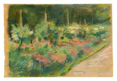 Max Liebermann, Blumenbeet am Wegesrand - Der Nutzgarten des Künstlers am Wannsee nach Südwesten