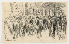 Max Liebermann, Pferdemarkt (Straßenszene mit Passanten und Pferden)