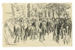 Max Liebermann, Pferdemarkt (Straßenszene mit Passanten und Pferden)
