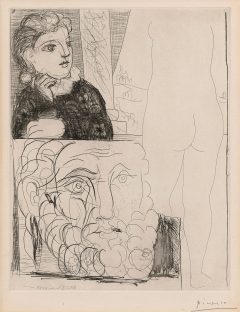 Pablo Picasso, Femme accoudée. Sculpture de Dos et Tête barbue